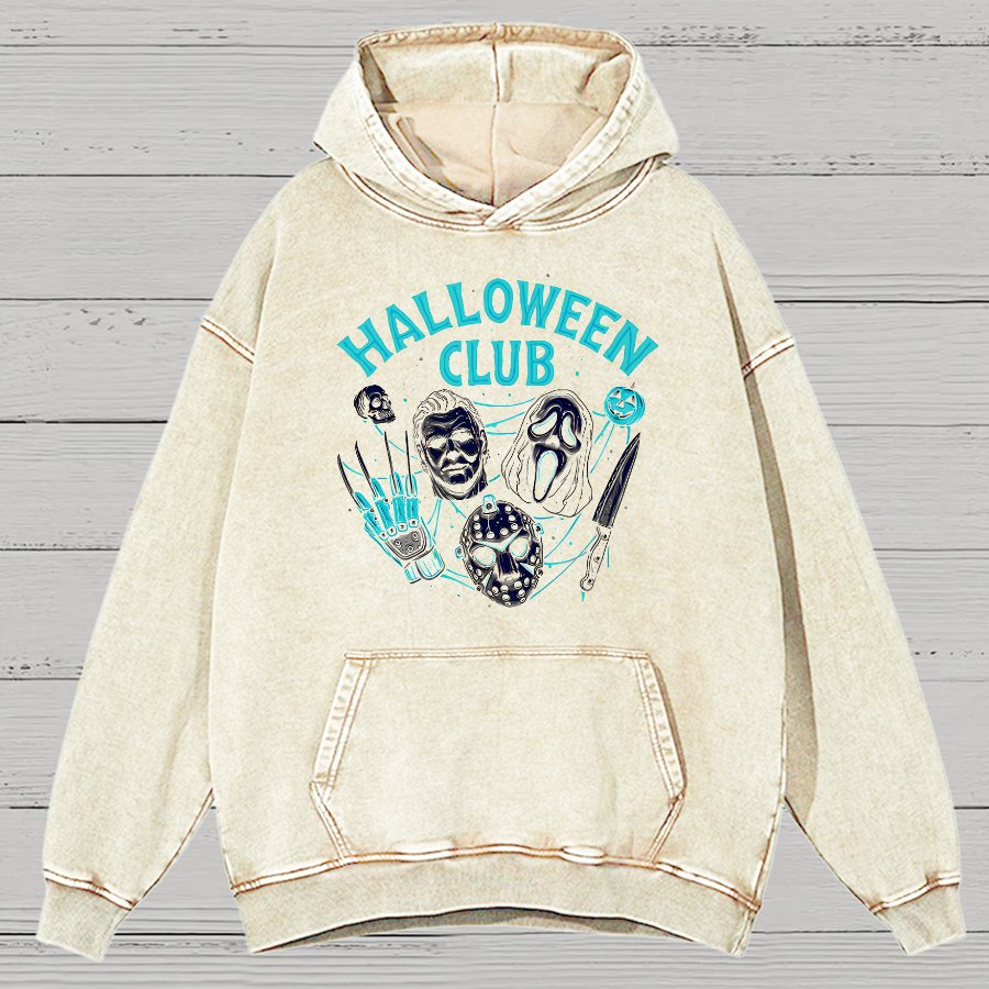 Halloween Club Vintage Distressed Hoodie