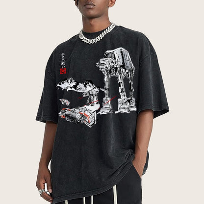 Battle In The Snow Sumi-E Vintage Distressed T-shirt