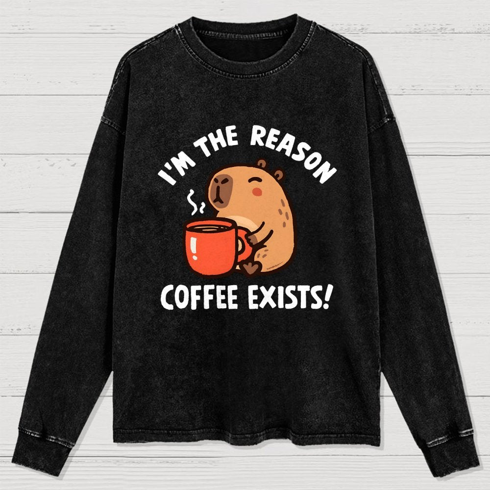 The Reason Coffee Exists Washed Long Sleeve Tee