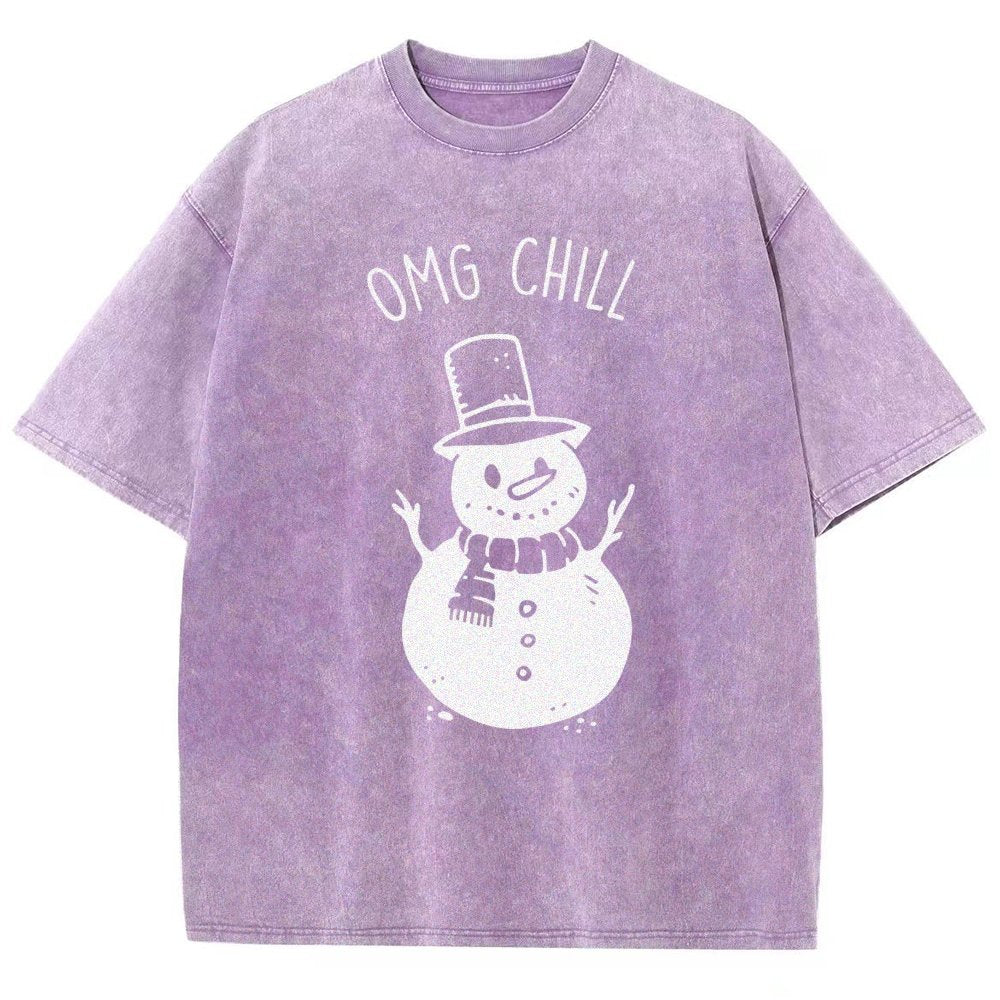 OMG Chill Christmas Vintage Distressed T-shirt