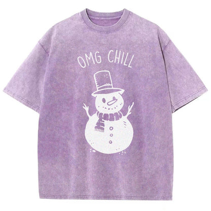 OMG Chill Christmas Vintage Distressed T-shirt