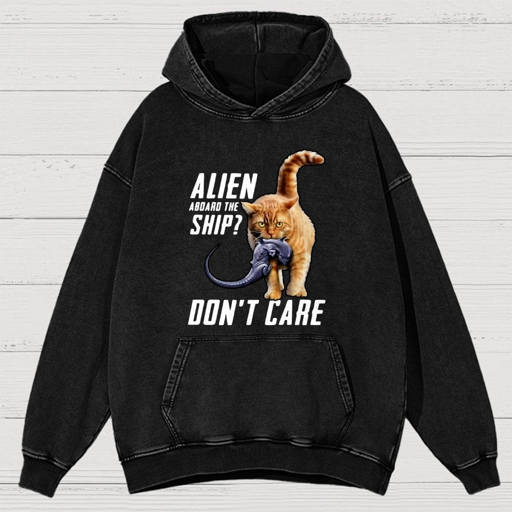 Top Cat Alien Aboard The Ship Don’T Care Vintage Distressed Hoodie