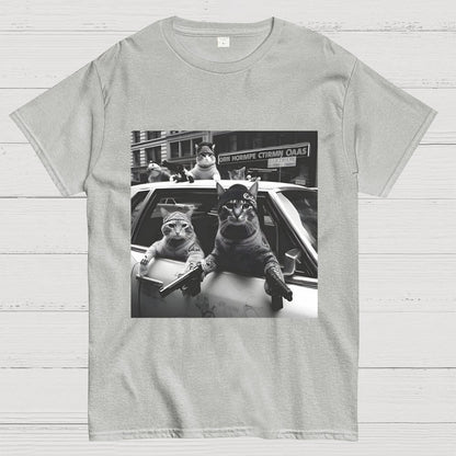 Funny Cat Gang Vintage Unisex Geek T-Shirt