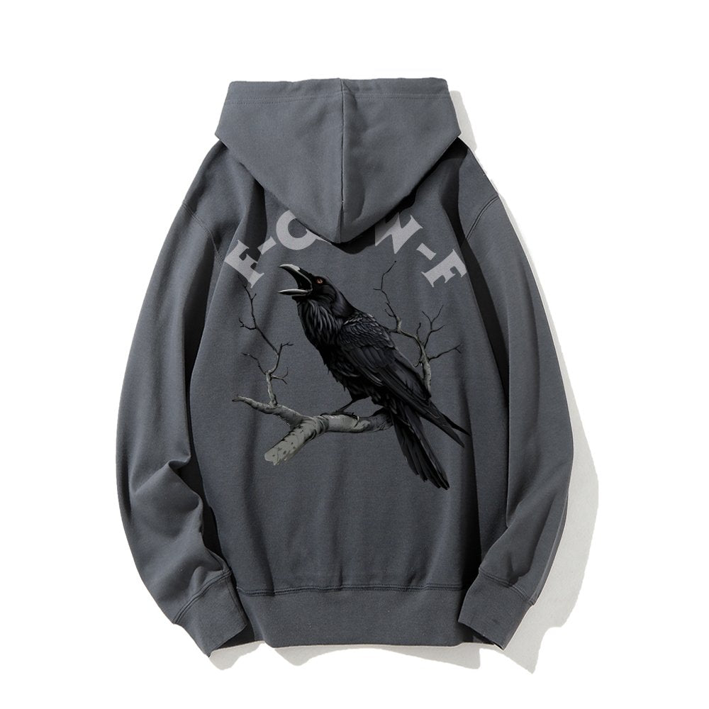 F-Caw-F Funny Crow Printed Back Unisex Cotton Hoodie