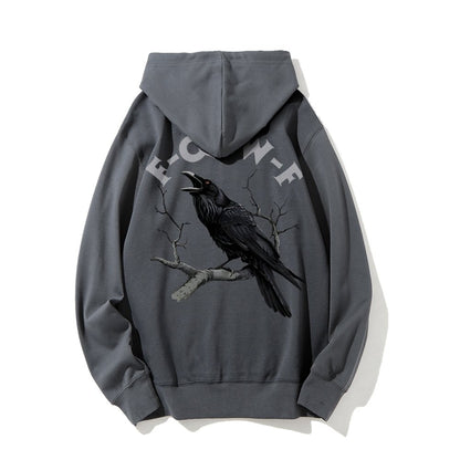 F-Caw-F Funny Crow Printed Back Unisex Cotton Hoodie