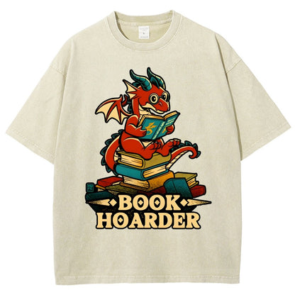 Book Hoarder Dragon Vintage Distressed T-shirt