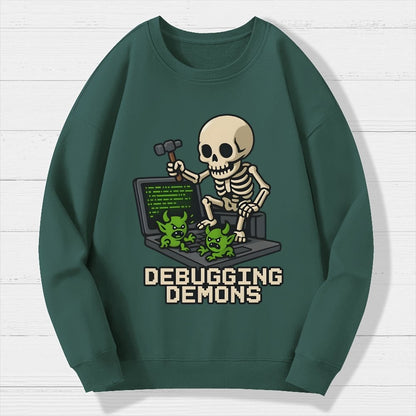 Debugging Demons Funny Programmer Geek Cotton Sweatshirt
