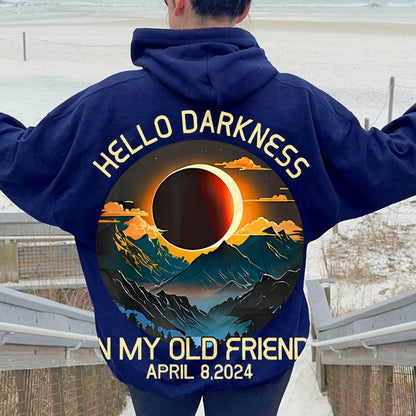 Hello Darkness My Old Friend Nerdy Graphic Geek Printed Back Cotton Hoodie