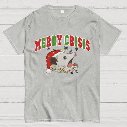 Merry Crisis Opossum Funny Christmas Geek T-Shirt