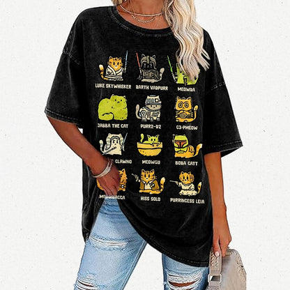 Cats of the Stars Vintage Distressed T-shirt