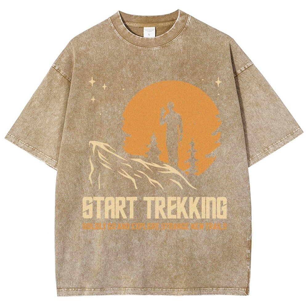 Start Trekking Boldly Go And Explore Uncharted New Trails Vintage Distressed T-shirt