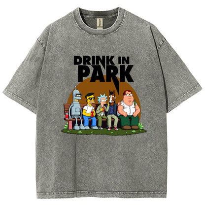 Drink in Park Vintage Distressed T-shirt
