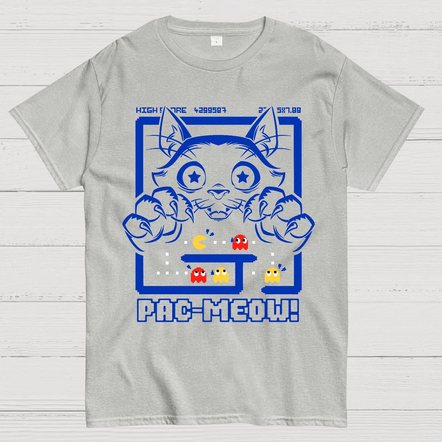 Vintage Game Cat Attack Pac Meow Geek T-Shirt