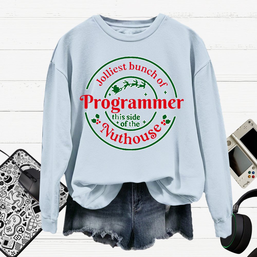 Jolliest Bunch Of Programmer Christmas Cotton Pullover Sweatshirt