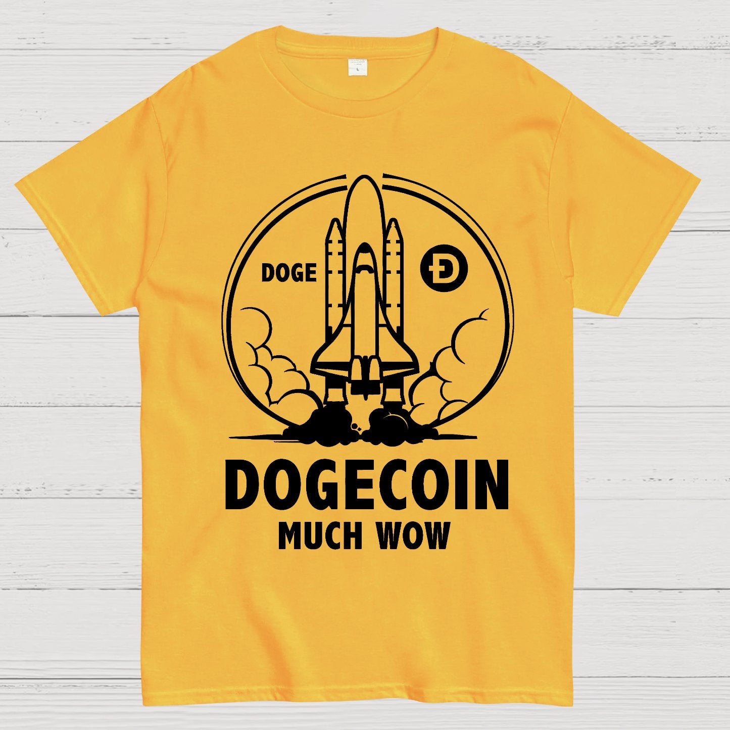 Dogecoin Rocket Ship Much Wow Meme Joke Funny Crypto Currency Elon Musk DOGE Geek T-Shirt