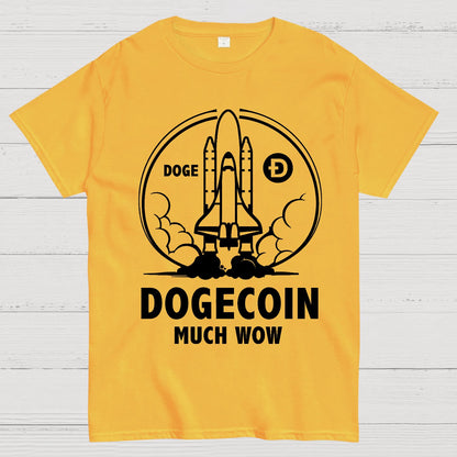 Dogecoin Rocket Ship Much Wow Meme Joke Funny Crypto Currency Elon Musk DOGE Geek T-Shirt