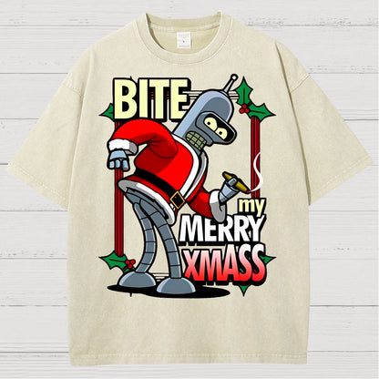 Happy Christmas from Robot Vintage Distressed T-shirt
