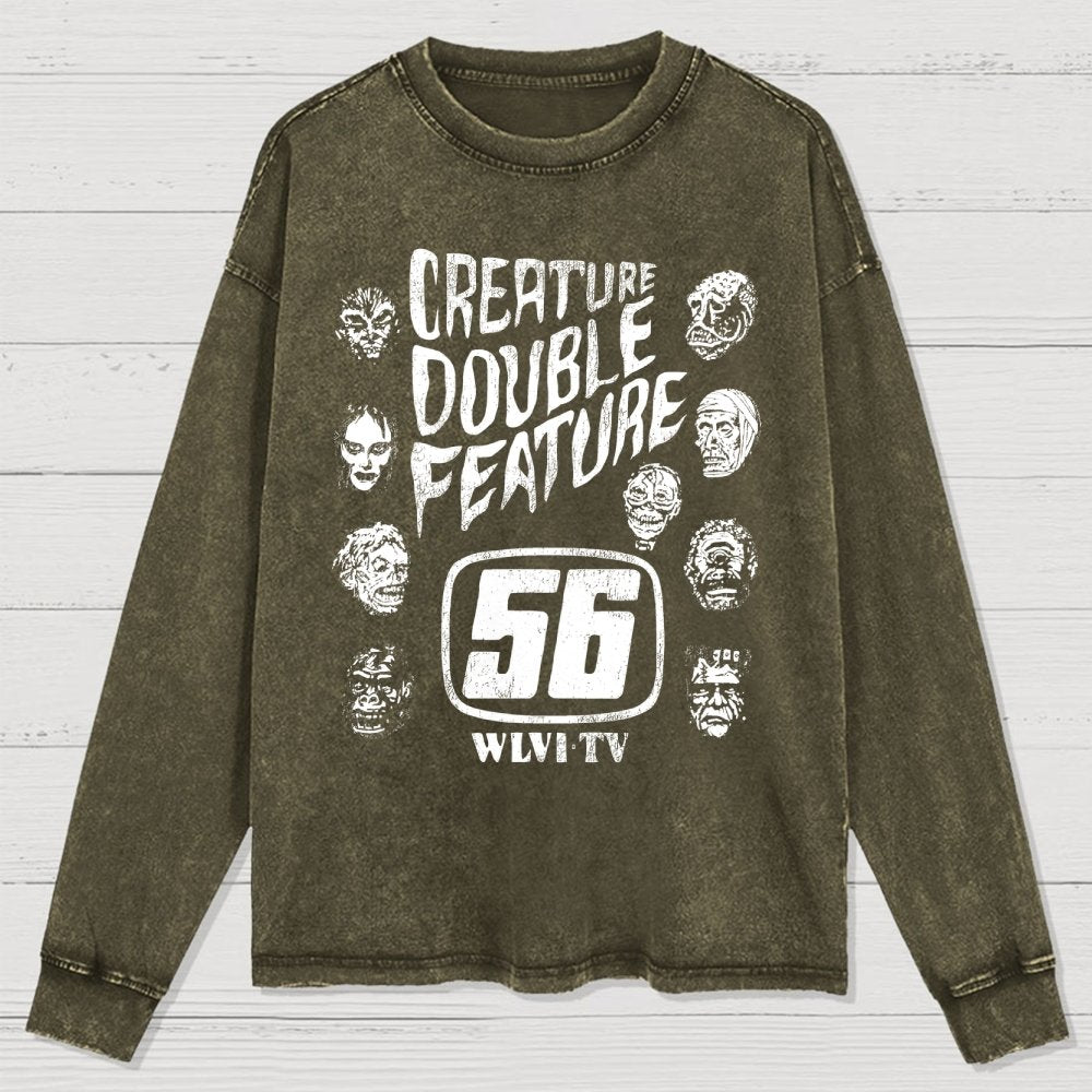 Creature Double Feature Classic Monsters Washed Long Sleeve Tee