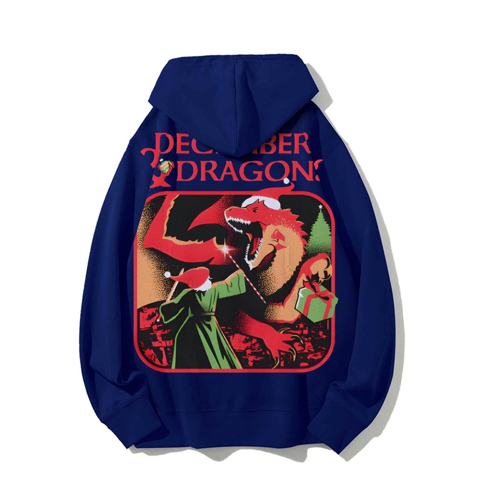 December & Dragons Printed Back Cotton Hoodie