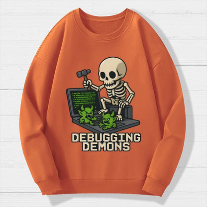 Debugging Demons Funny Programmer Geek Cotton Sweatshirt