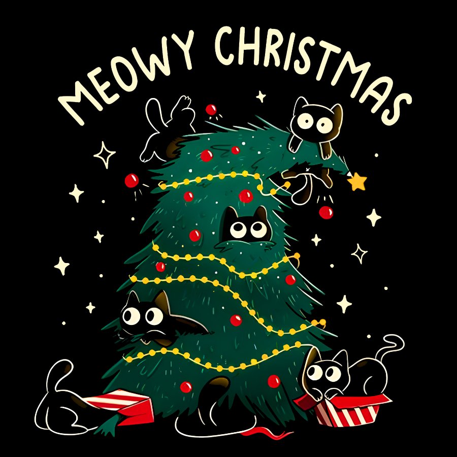 Meowy Christmas Funny Cats Geek T-Shirt