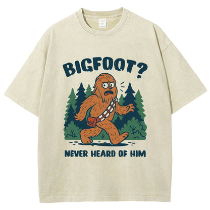 Bigfoot Never Heard Of Him Vintage Distressed T-shirt