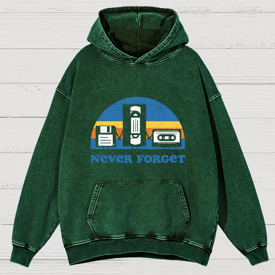Never Forget Geeky Vintage Distressed Hoodie