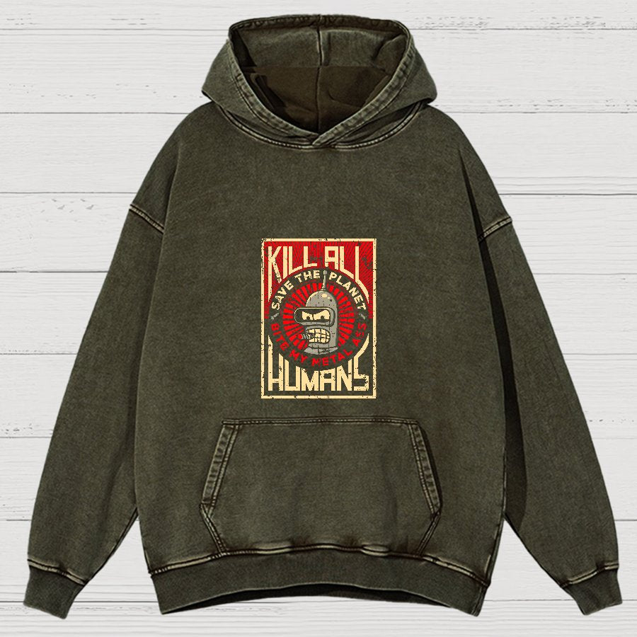 Save The Earth And Kill All Humans Vintage Distressed Hoodie