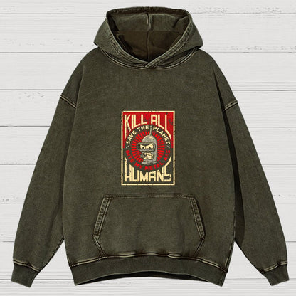 Save The Earth And Kill All Humans Vintage Distressed Hoodie
