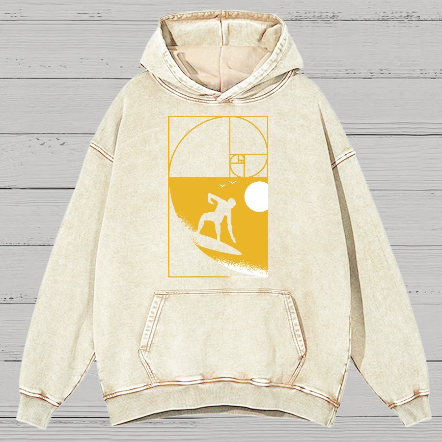 Golden Spiral Wave Geek Vintage Distressed Hoodie