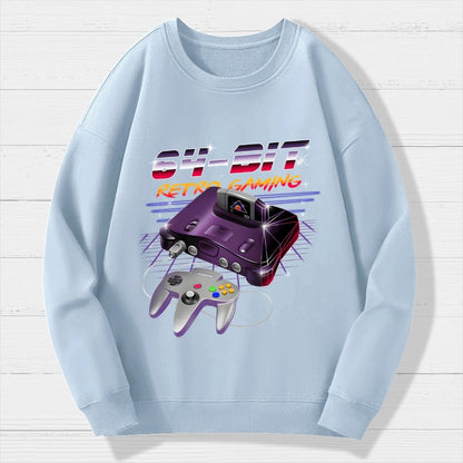 '64-Bit Retro Gaming Geek Cotton Sweatshirt