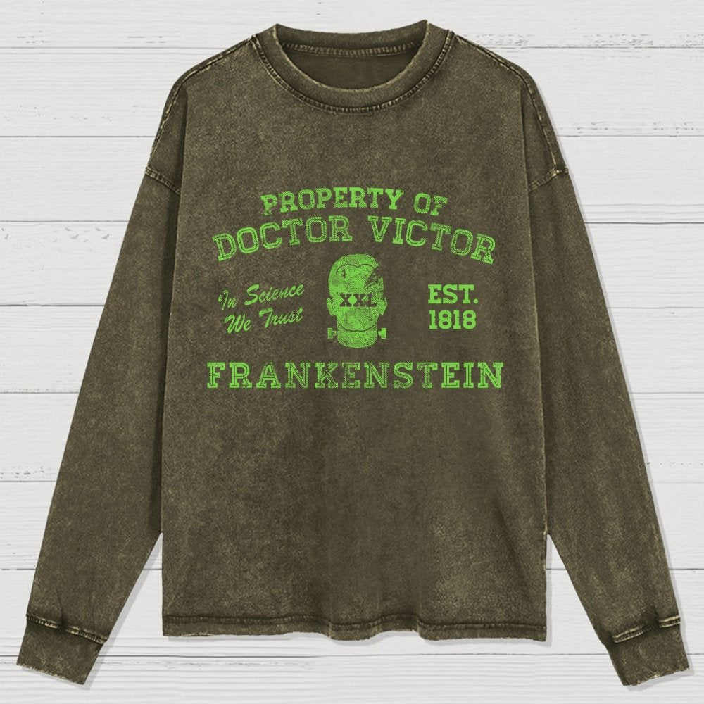 Property of Dr Frankenstein Washed Long Sleeve Tee