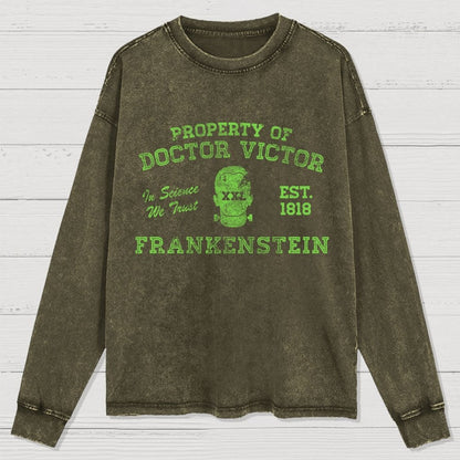 Property of Dr Frankenstein Washed Long Sleeve Tee