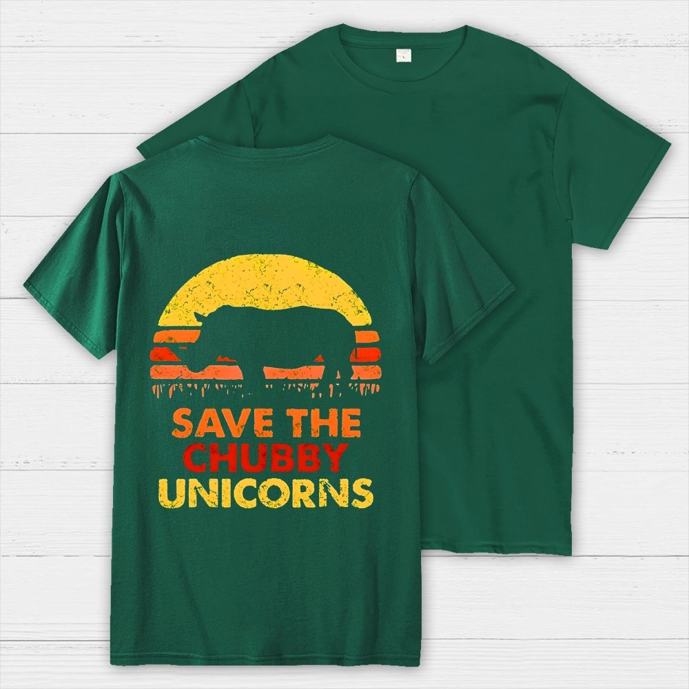 Save The Chubby Unicorns  Back Printing Geek T-Shirt