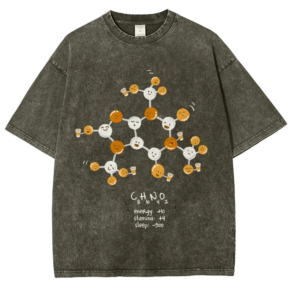 Caffeine Power Up Vintage Distressed T-shirt