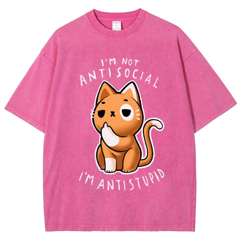 I'm not Antisocial I'm Antistupid Vintage Distressed T-shirt