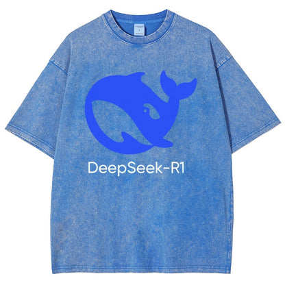 DeepSeek-R1 Icon Vintage Distressed T-shirt