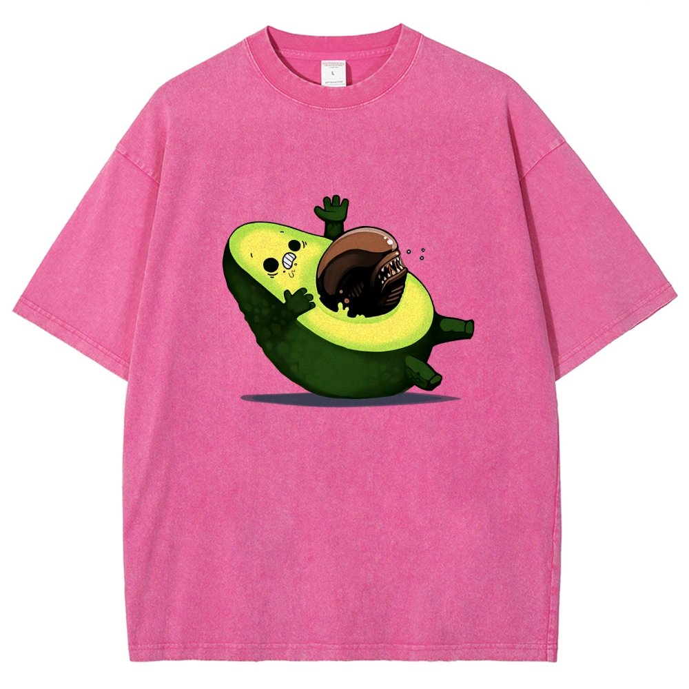 Quirky Alien Avocado Vintage Distressed T-shirt