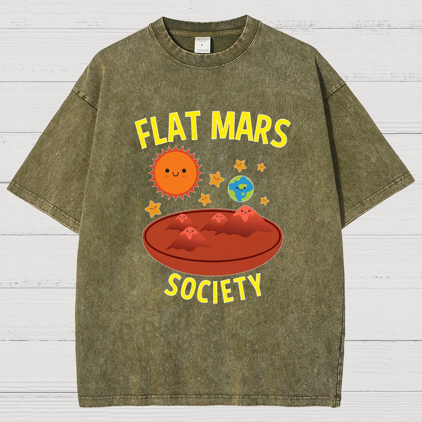 Flat Mars Society Nerdy Vintage Distressed T-shirt