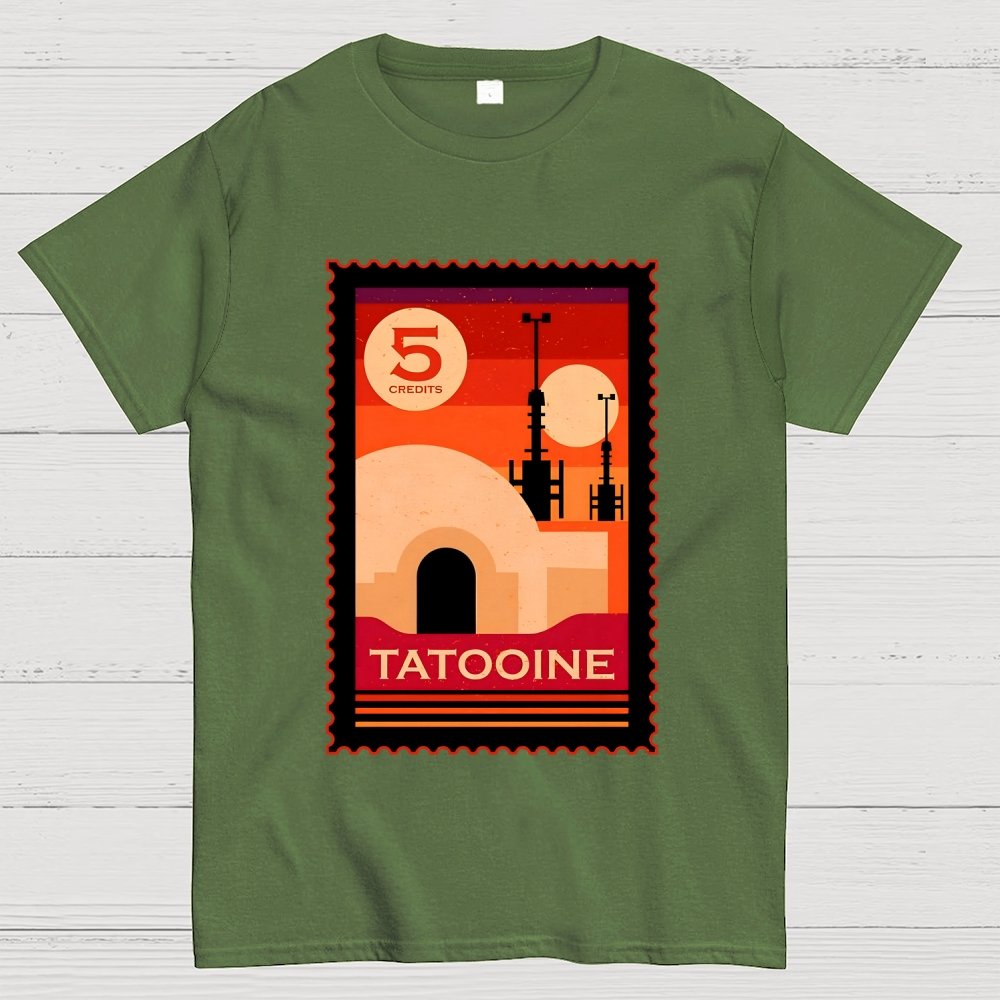 Double Suns Retro Postage Stamp Geek T-Shirt
