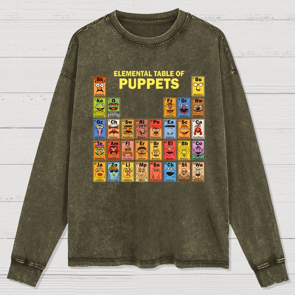 Elemental Table Of Puppets Washed Long Sleeve Tee