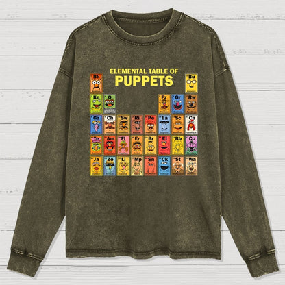 Elemental Table Of Puppets Washed Long Sleeve Tee