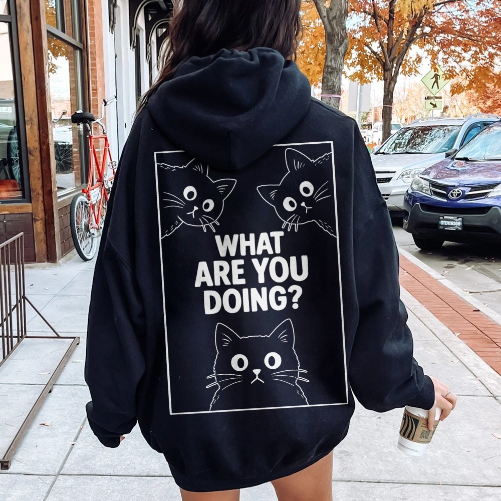 What Are You Doing Printed Back Unisex Cotton Hoodie