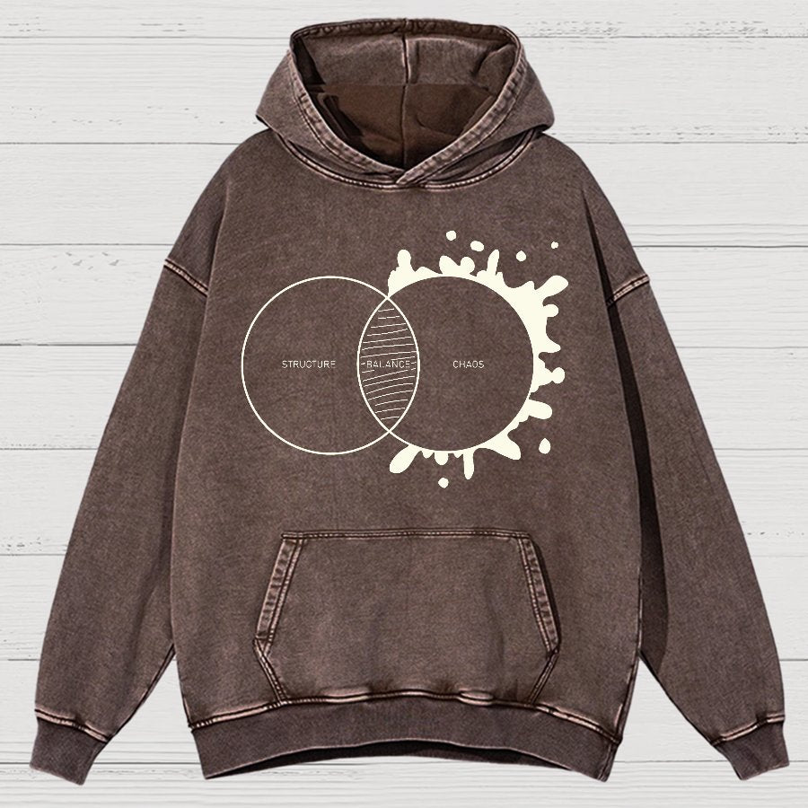 Balance Between Structure and Chaos Geek Vintage Distressed Hoodie