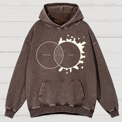Balance Between Structure and Chaos Geek Vintage Distressed Hoodie