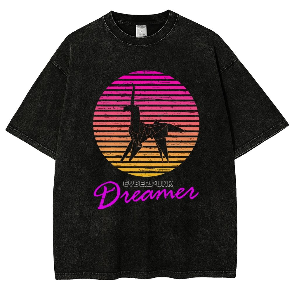 Cyberpunk Dreamer Vintage Distressed T-shirt