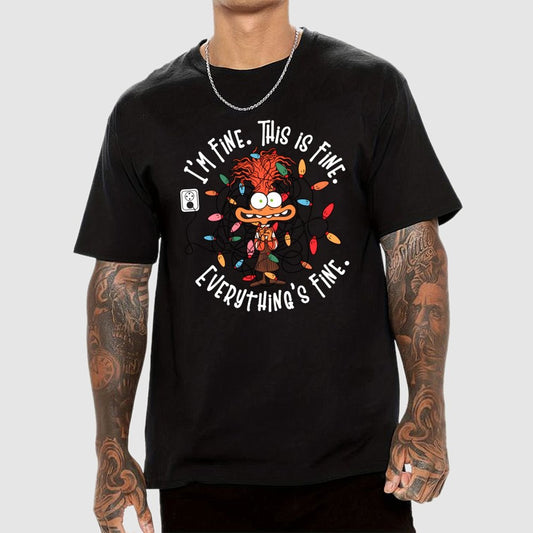 It's Fine This Is Fine Everything Is Fine Christmas Light Geek T-Shirt