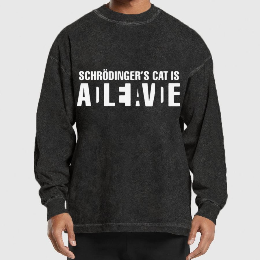 Schrödinger's Cat Adleiavde Washed Long Sleeve Tee