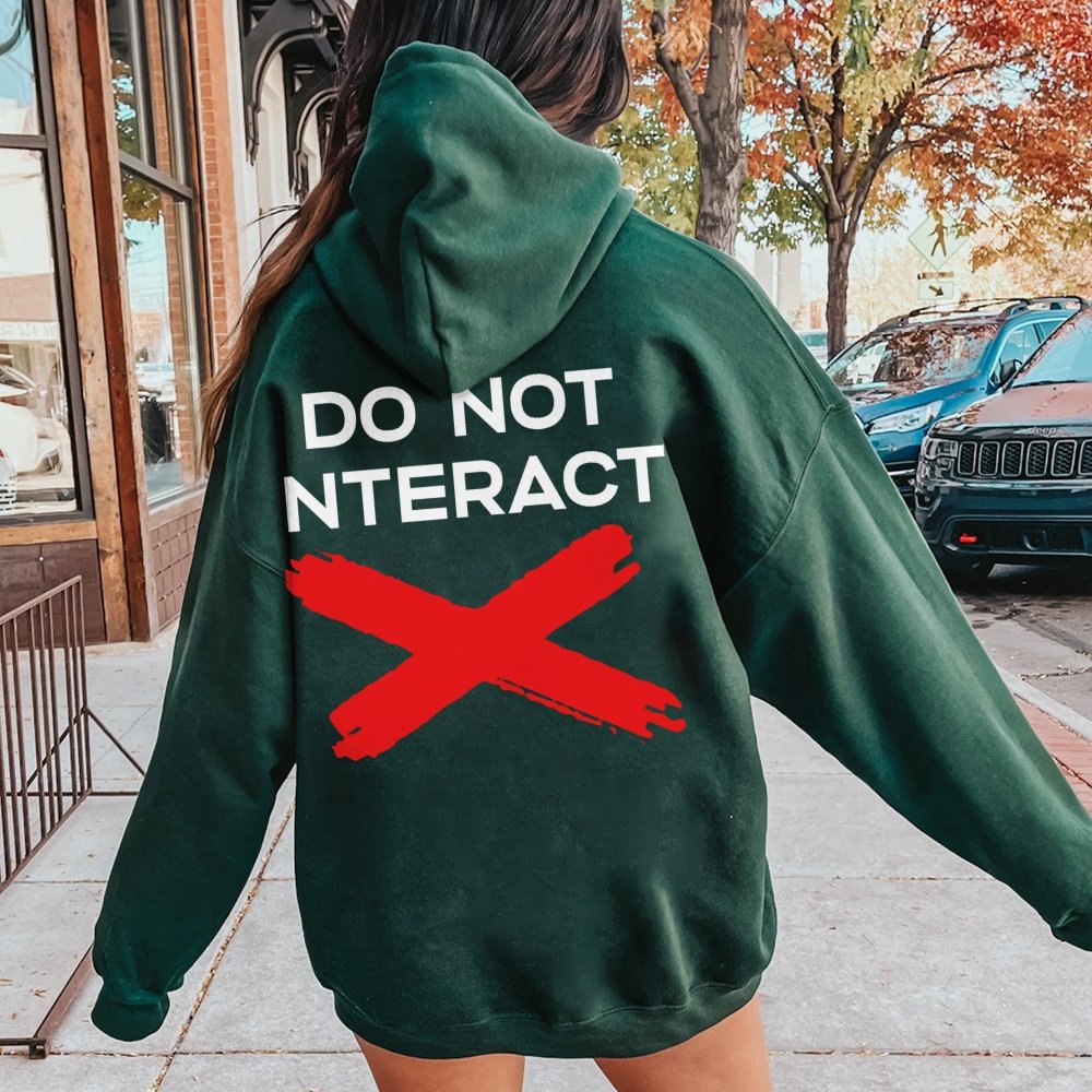Do Not Interact Printed Back Unisex Cotton Hoodie