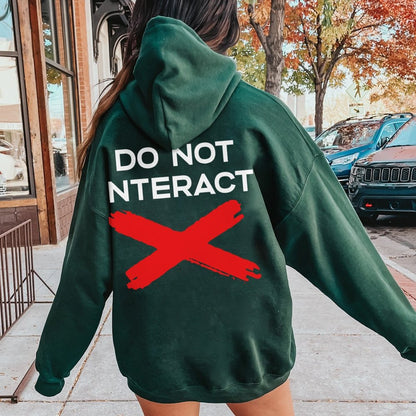 Do Not Interact Printed Back Unisex Cotton Hoodie